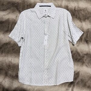 Craft+Flow Relaxed Fit Textured Stripe Short Sleeve Boys Button-Up Shirt